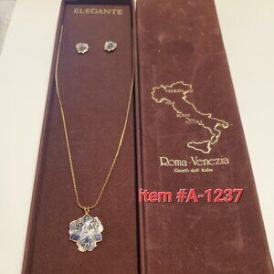 1 Gold Chain Necklace with Pendant &matching Earring, item # A-1237, wt. 8 grams